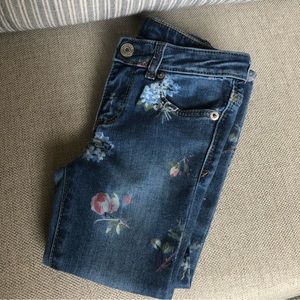 Baby Gap Spring Floral Denim Skinny Fit Jeans 4T Flower Pants EXCELLENT!!